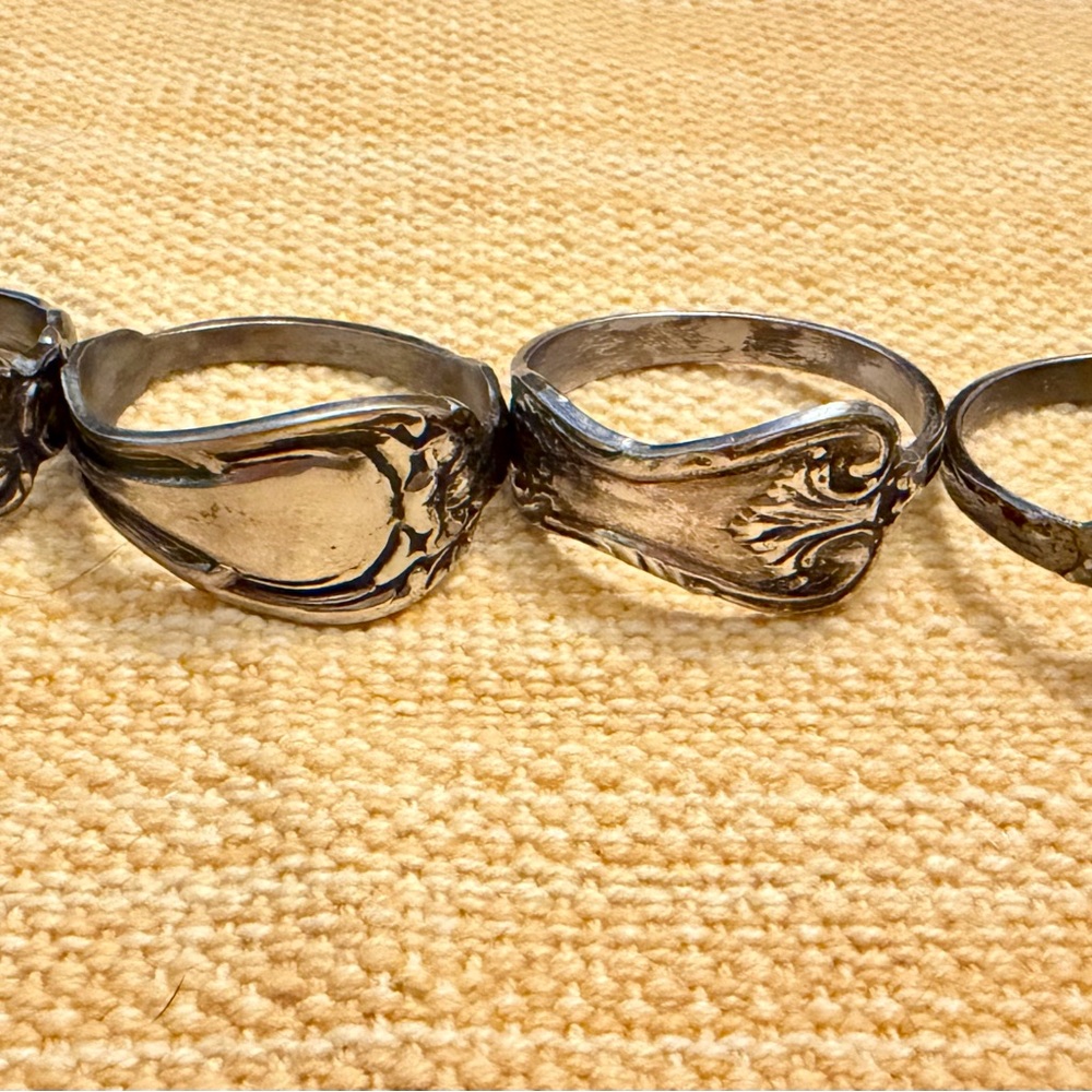 Silver Spoon Rings Set